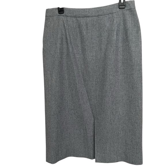PENDLETON Vintage Gray 100% Virgin Wool Back Slit Pleated Skirt Women’s Size 14 - Picture 2 of 8